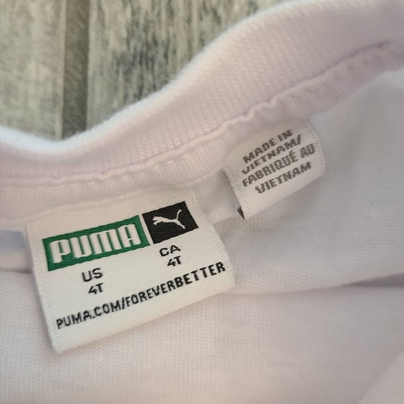 🏷 3/$15 or 5/$20 PUMA toddler short sleeve t-shirt white size 4T - Picture 4 of 6